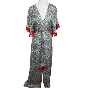 Anthropologie Sachin & Babi Maxi Dress size 0 Tassel V-Neck Fit and Flare NWT